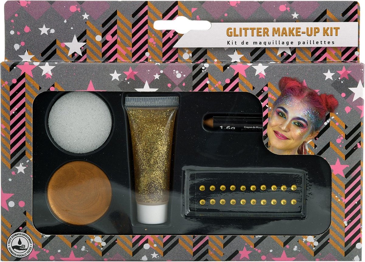 GOODMARK - Goudkleurige glitter schmink set - Schmink > Make-up set